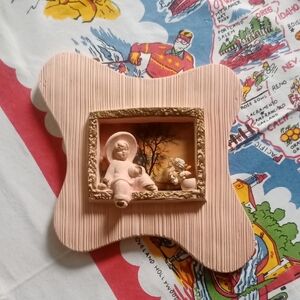 Vintage Style Pink Amoeba Shape Wall Art MCM